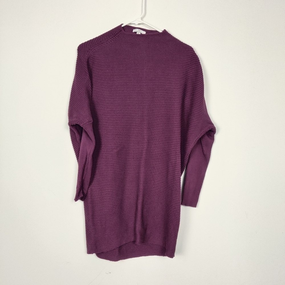 Halston Women's Knit Sweater Tunic Dress in Purple Size Medium Dolman Sleeve